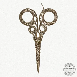 A minimalist tattoo of a single golden scisso... - эскиз тату (№1753692091_0, 28.07.2025 08:41) — tattoo-photo.ru