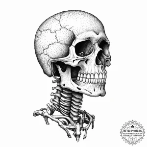 Skeleton, concept art for tattoo, dotwork sha... - эскиз тату (№1753694655_0, 28.07.2025 09:24) — tattoo-photo.ru