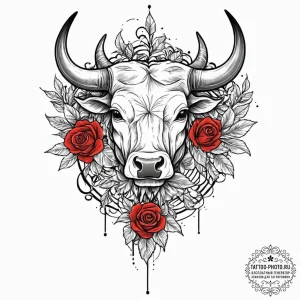 Tattoo sketch a powerful bull, snorting and p... - эскиз тату (№1753695661_0, 28.07.2025 09:41) — tattoo-photo.ru
