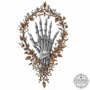 Tattoo design a skeletal hand, from which a s... - эскиз тату (№1753695854_0, 28.07.2025 09:44) — tattoo-photo.ru