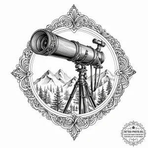 Tattoo design a sturdy, old-fashioned telesco... - эскиз тату (№1753697248_0, 28.07.2025 10:07) — tattoo-photo.ru