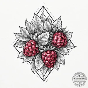 Raspberry, tattoo flash sheet design, clean l... - эскиз тату (№1753698212_0, 28.07.2025 10:23) — tattoo-photo.ru