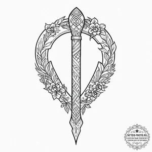 117. tattoo design: an "oud" rune intertwined... - эскиз тату (№1753698792_0, 28.07.2025 10:33) — tattoo-photo.ru