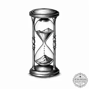 Tattoo sketch a classic hourglass where sand... - эскиз тату (№1753700542_0, 28.07.2025 11:02) — tattoo-photo.ru