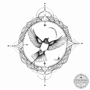 Tattoo design a bird (e.g., swallow, dove) in... - эскиз тату (№1753703438_0, 28.07.2025 11:50) — tattoo-photo.ru