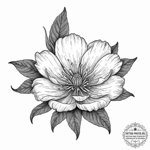 Tattoo design a single, blooming flower in a... - эскиз тату (№1753707358_0, 28.07.2025 12:55) — tattoo-photo.ru