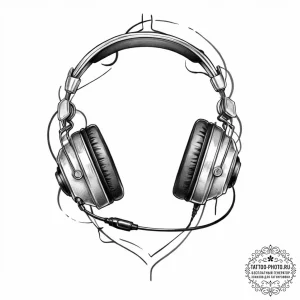 Tattoo sketch a gaming headset with a microph... - эскиз тату (№1753708951_0, 28.07.2025 13:22) — tattoo-photo.ru