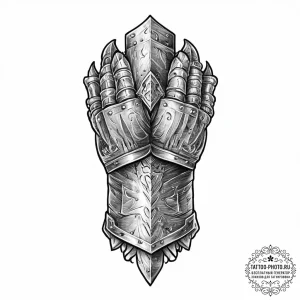 Tattoo sketch a knight's gauntlet, firm and r... - эскиз тату (№1753710754_0, 28.07.2025 13:52) — tattoo-photo.ru