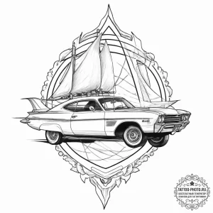Tattoo sketch a futuristic vehicle, powerful... - эскиз тату (№1753711920_0, 28.07.2025 14:12) — tattoo-photo.ru