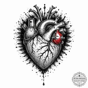 Mechanical heart, tattoo flash sheet design,... - эскиз тату (№1753712115_0, 28.07.2025 14:15) — tattoo-photo.ru