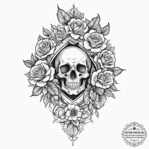 Tattoo sketch a floral design with hidden ini... - эскиз тату (№1753712890_0, 28.07.2025 14:28) — tattoo-photo.ru