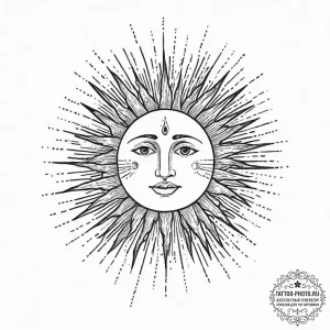 Tattoo sketch: dazhbog depicted as a radiant... - эскиз тату (№1753713279_0, 28.07.2025 14:34) — tattoo-photo.ru
