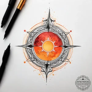 Tattoo sketch: watercolor splashes of orange,... - эскиз тату (№1753714440_0, 28.07.2025 14:54) — tattoo-photo.ru