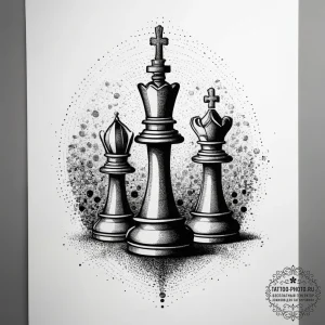 A detailed close-up of a half-finished game o... - эскиз тату (№1753715414_0, 28.07.2025 15:10) — tattoo-photo.ru
