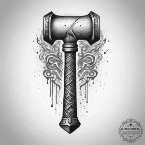 Tattoo design a powerful blacksmith's hammer... - эскиз тату (№1753715996_0, 28.07.2025 15:19) — tattoo-photo.ru