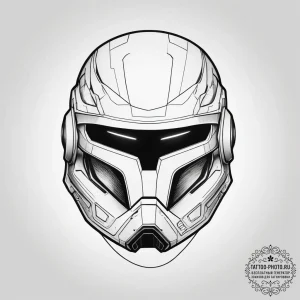 Tattoo design a sleek, futuristic soldier's h... - эскиз тату (№1753738065_0, 28.07.2025 21:27) — tattoo-photo.ru