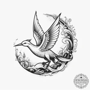 Tattoo design a tiny paper crane., concept ar... - эскиз тату (№1753739173_0, 28.07.2025 21:46) — tattoo-photo.ru