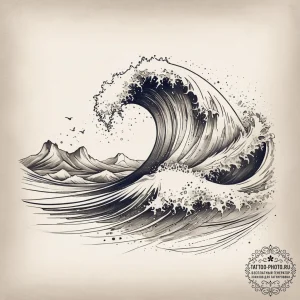 Tattoo sketch a simple, elegant wave, symboli... - эскиз тату (№1753739954_0, 28.07.2025 21:59) — tattoo-photo.ru