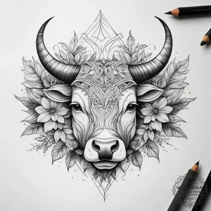 Tattoo design a taurus bull's outline made of... - эскиз тату (№1753742496_0, 28.07.2025 22:41) — tattoo-photo.ru