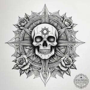 Tattoo design a stylized depiction of "the su... - эскиз тату (№1753742691_0, 28.07.2025 22:44) — tattoo-photo.ru