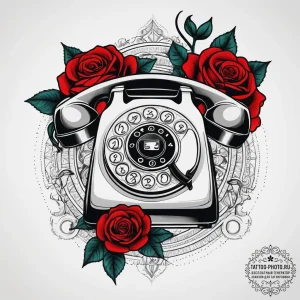 A close-up of a vintage telephone's rotary di... - эскиз тату (№1753742886_0, 28.07.2025 22:48) — tattoo-photo.ru