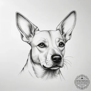 A dog with its head out of a car window, ears... - эскиз тату (№1753743481_0, 28.07.2025 22:58) — tattoo-photo.ru