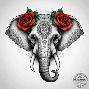 Elephant, concept art for tattoo, vibrant col... - эскиз тату (№1753744459_0, 28.07.2025 23:14) — tattoo-photo.ru