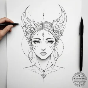 Tattoo design a sketch-style portrait of a pe... - эскиз тату (№1753745044_0, 28.07.2025 23:24) — tattoo-photo.ru