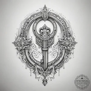 Tattoo design a stylized dungeon key with a u... - эскиз тату (№1753750096_0, 29.07.2025 00:48) — tattoo-photo.ru