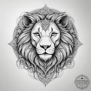 Tattoo sketch a leo lion as a protector of fo... - эскиз тату (№1753750869_0, 29.07.2025 01:01) — tattoo-photo.ru