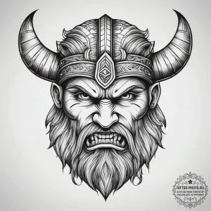 Tattoo design a viking berserker's face, mid-... - эскиз тату (№1753751648_0, 29.07.2025 01:14) — tattoo-photo.ru