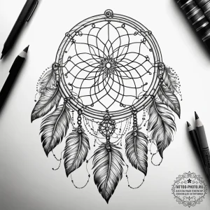 Tattoo design: a dreamcatcher design with a l... - эскиз тату (№1753752812_0, 29.07.2025 01:33) — tattoo-photo.ru