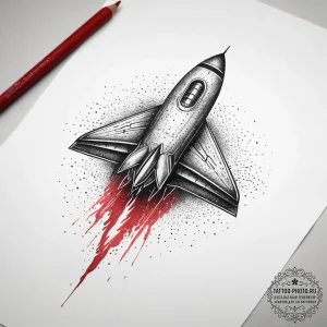 Tattoo sketch a stylized spaceship soaring th... - эскиз тату (№1753753786_0, 29.07.2025 01:49) — tattoo-photo.ru