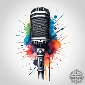 Tattoo sketch a microphone on one, a speaker... - эскиз тату (№1753754950_0, 29.07.2025 02:09) — tattoo-photo.ru