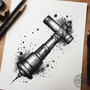 Tattoo design two halves of a telescope, look... - эскиз тату (№1753755144_0, 29.07.2025 02:12) — tattoo-photo.ru