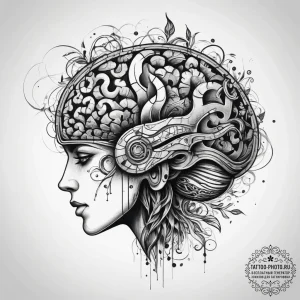Tattoo design a brain with a joystick growing... - эскиз тату (№1753757483_0, 29.07.2025 02:51) — tattoo-photo.ru