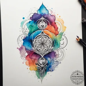 Tattoo design a fluid, abstract shape blendin... - эскиз тату (№1753757872_0, 29.07.2025 02:57) — tattoo-photo.ru