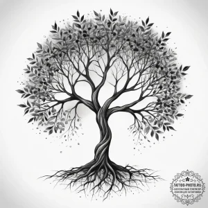 Tattoo sketch a tree of life, stylized with g... - эскиз тату (№1753758068_0, 29.07.2025 03:01) — tattoo-photo.ru