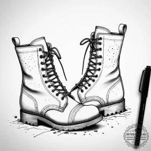 Tattoo design a detailed image of worn combat... - эскиз тату (№1753758267_0, 29.07.2025 03:04) — tattoo-photo.ru