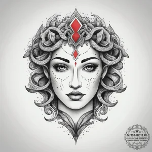 Tattoo sketch a gorgon's head, symbolizing fa... - эскиз тату (№1753759245_0, 29.07.2025 03:20) — tattoo-photo.ru