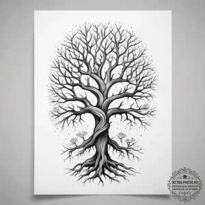 Tattoo sketch a gnarled root system forming a... - эскиз тату (№1753759636_0, 29.07.2025 03:27) — tattoo-photo.ru