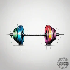 Tattoo design a stylized barbell with weights... - эскиз тату (№1753759836_0, 29.07.2025 03:30) — tattoo-photo.ru