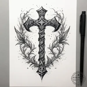 A powerful tattoo design of perun's axe, inte... - эскиз тату (№1753760419_0, 29.07.2025 03:40) — tattoo-photo.ru