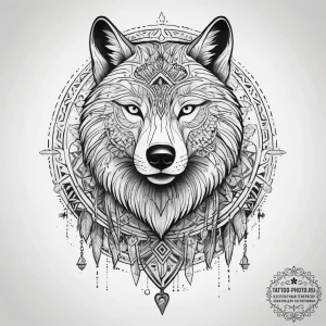 Tattoo design: a wolf and a bear, sacred anim... - эскиз тату (№1753761198_0, 29.07.2025 03:53) — tattoo-photo.ru