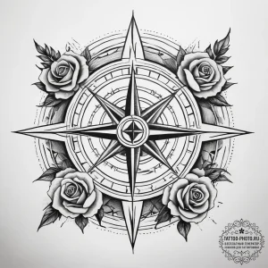 A compass rose (is there as wind rose, but ca... - эскиз тату (№1753761586_0, 29.07.2025 03:59) — tattoo-photo.ru