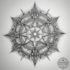 A geometric tattoo design of the kolovrat sun... - эскиз тату (№1753761974_0, 29.07.2025 04:06) — tattoo-photo.ru