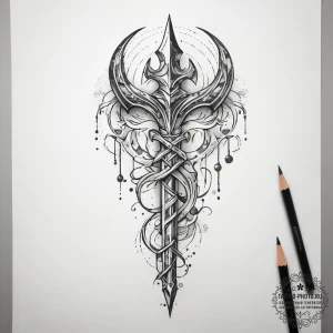 Tattoo sketch: a stylized depiction of veles'... - эскиз тату (№1753763341_0, 29.07.2025 04:29) — tattoo-photo.ru