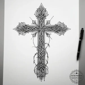 Tattoo sketch a single, strong strand of barb... - эскиз тату (№1753763737_0, 29.07.2025 04:35) — tattoo-photo.ru