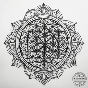 Flower of life, tattoo sketch design, bold ou... - эскиз тату (№1753764522_0, 29.07.2025 04:48) — tattoo-photo.ru
