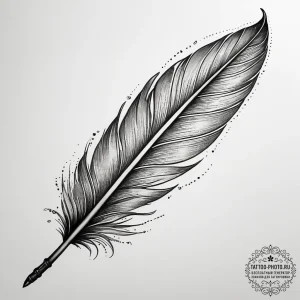 A bird feather turning into an ink quill, tat... - эскиз тату (№1753765301_0, 29.07.2025 05:01) — tattoo-photo.ru